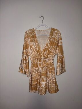 Gold Printed Belted Romper